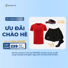 COMBO XSPOSTS 20: ÁO T SHIRT ĐỎ + QUẦN MỘT LỚP ĐEN (TẶNG TẤT CHẠY BỘ)