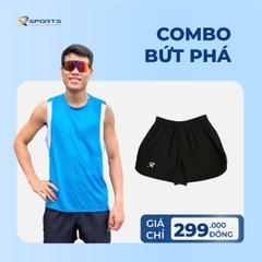 COMBO BỨT PHÁ 1: ÁO SINGLET XANH DƯƠNG + QUẦN MỘT LỚP ĐEN (DÀNH CHO NAM)