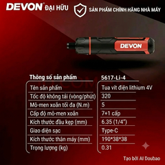 [Order] Tô vít điện Devon 5617-4v