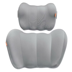 [Instock] BỘ COMBO GỐI TỰA LƯNG + TỰA ĐẦU BASEUS BẰNG CAO SU NON MÀU XÁM (Kho đối tác)