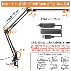[Instock] ĐÈN KẸP BÀN THÂN GẬP 3 GÓC ĐIỀU CHỈNH ĐA HƯỚNG, SỬ DỤNG ĐA NĂNG (Kho đối tác)