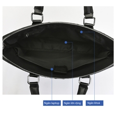 [Instock] CẶP CÔNG SỞ DA BÒ DẬP VÂN CÁ SẤU 2 MẶT, ĐỰNG VỪA LAPTOP 15,6 INCHES  (Kho đối tác)