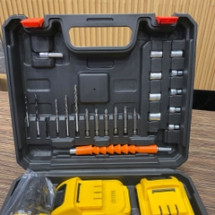 [Instock]  Máy khoan không dây DUNLANDI (Hộp 24 chi tiết + 2 pin + máy)