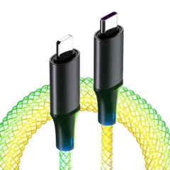 Dây cáp sạc nhanh led RGB type c, lightning 66W