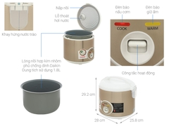 Nồi cơm nắp gài Toshiba 1L / 1.8L RC-10JH1TVN(N) / RC-18JH1TVN(N) - Hàng chính hãng