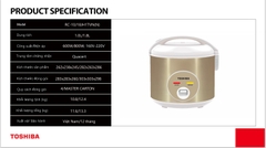 Nồi cơm nắp gài Toshiba 1L / 1.8L RC-10JH1TVN(N) / RC-18JH1TVN(N) - Hàng chính hãng