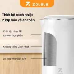 Ấm đun siêu tốc 1.7L Zolele SH1701, Bình đun siêu tốc inox 2 lớp