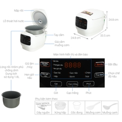 Nồi cơm điện tử 1.8L Sharp KS COM183MV-WH
