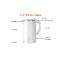 Ấm đun siêu tốc 1.7L Zolele SH1701, Bình đun siêu tốc inox 2 lớp