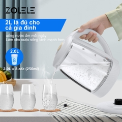 Bình đun siêu tốc 2 lít Zolele ZH101, Bình thủy tinh