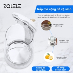 Bình đun siêu tốc 2 lít Zolele ZH101, Bình thủy tinh
