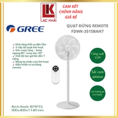 Quạt đứng Gree FDWK-3515BAH7, Remote điều khiển, công suất 55W - Chính hãng
