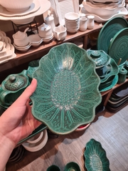Dĩa Oval dúng cánh sen 33.5x18cm xanh Thiên Phúc