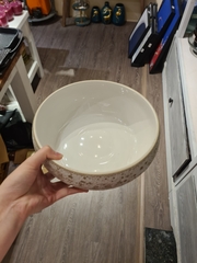 Tô tròn dầy 25 x 9.5 cm sọc ngang nâu phun san hô