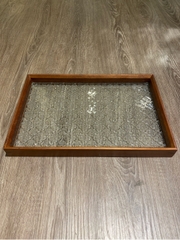 Khay kính viền gỗ