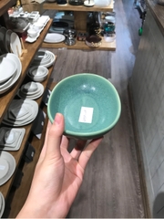 Tô Oval 16.5x12.5cm xanh lá đậm trổ (matte)