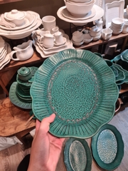 Dĩa Oval sen 36cm xanh Thiên Phúc