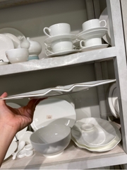 Đĩa nông 12inch trắng viền vàng
