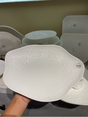 Đĩa oval sâu 12 trắng chấm nổi