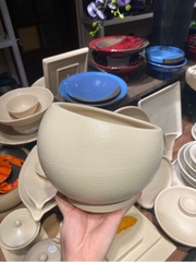 Hũ gia vị miệng xéo 15x13cm màu be (MÀU MỚI) (HĐ)