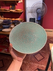 Đĩa tròn 9inch tàn ong xanh ngọc