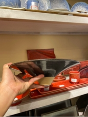 Đĩa 11inch có chân đỏ chàm đen