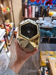 Lọ hoa vàng gốm đa cạnh 26cm