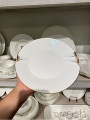 Đĩa nông 8.5inch trắng viền vàng