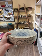 Khay tròn bằng 24 x 6 cm phun xanh