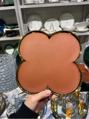 Đĩa inox lót da hoa 4 cánh