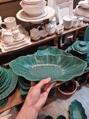 Dĩa Oval dúng cánh sen 33.5x18cm xanh Thiên Phúc