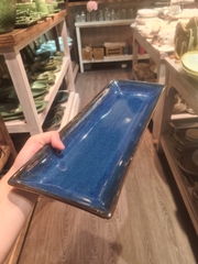 Dĩa CN 40x14.5cm xanh viền nâu