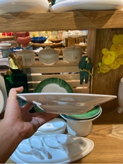 Đĩa sâu 11inch lòng hoa vành xanh lá