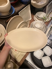 Dĩa dài 33x23cm màu be
