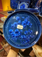 Đĩa tròn vành đứng 9inch hoa xanh