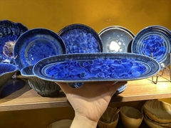 Đĩa dài 30.5*10cm hoa xanh