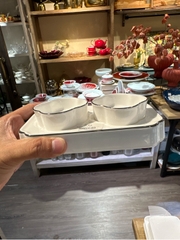 Set 2 gia vị hoa trắng viền bạc