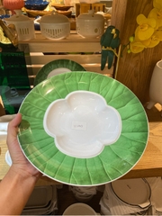 Đĩa sâu 11inch lòng hoa vành xanh lá