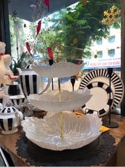 Khay bánh 3 tầng sứ trắng ngọc rai
