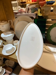 Đĩa hạt gạo trắng trơn 13inch