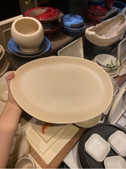 Dĩa dài 33x23cm màu be