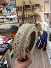 Khay tròn bằng 24 x 6 cm phun xanh