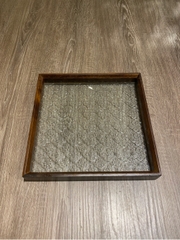 Khay kính viền gỗ