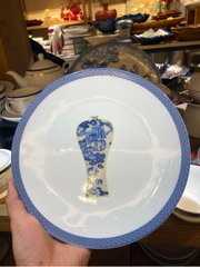 Đĩa nông 22cm Blue and white