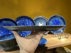 Đĩa dài 30.5*10cm hoa xanh