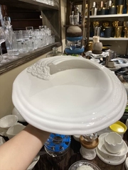 Đĩa sứ trắng kiểu vân phối 30*5cm