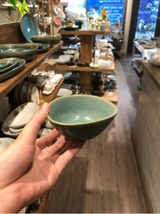 Chén cơm 10x4.5cm xanh lá đậm trổ (matte)