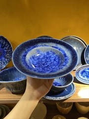 Đĩa soup 22cm hoa xanh