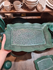 Dĩa chữ nhật sen 36cm xanh Thiên Phúc