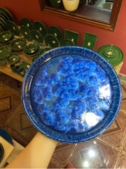 Đĩa tròn vành đứng 10inch hoa xanh